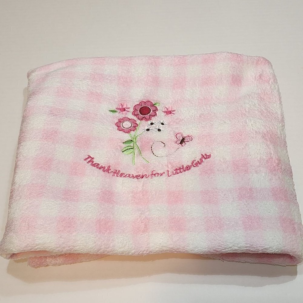 Just One Year by Carter's Pink baby blanket Thank Heaven for Little Girls